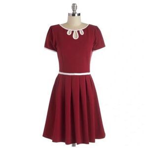 ModCloth Dear Creatures Women’s Burgundy Red Retro Skater Dress